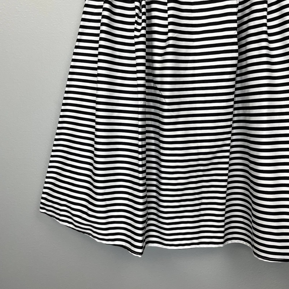 Lulus Womens Flare Skirt Black White Stripe Cotton Blend Stretch Pleated Large - Picture 4 of 10